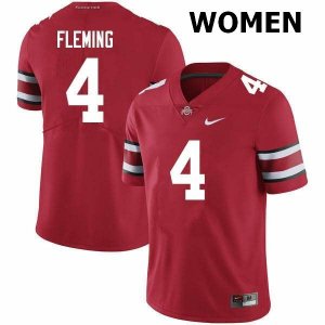 Women's Ohio State Buckeyes #4 Julian Fleming Scarlet Nike NCAA College Football Jersey October OFJ7444VS